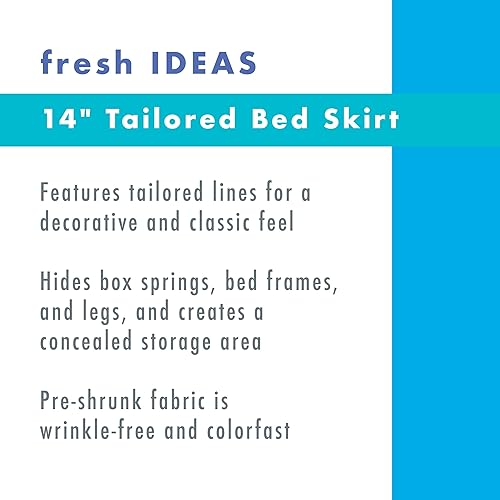 Miniatura 3 de Fresh Ideas Falda de cama a medida de popelín, diseño de mezcla de algodón, longitud de caída de 14 pulgadas, individual, mantequilla
