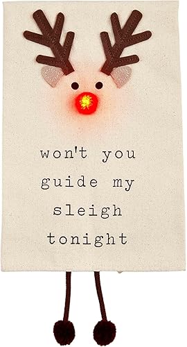 Mud Pie Toalla de ciervo colgante iluminada, 26 x 16 12 pulgadas, pequeña