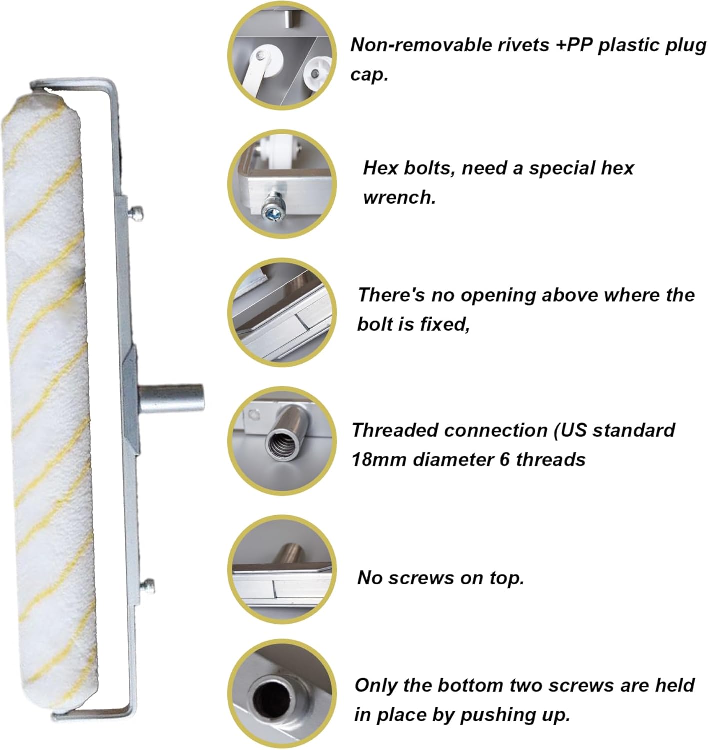 Paint Roller Covers, 20 Inch Replacement Paint Roller Cover with Aluminum Alloy Support Stand for House Painting Supplies Microfiber Rollers