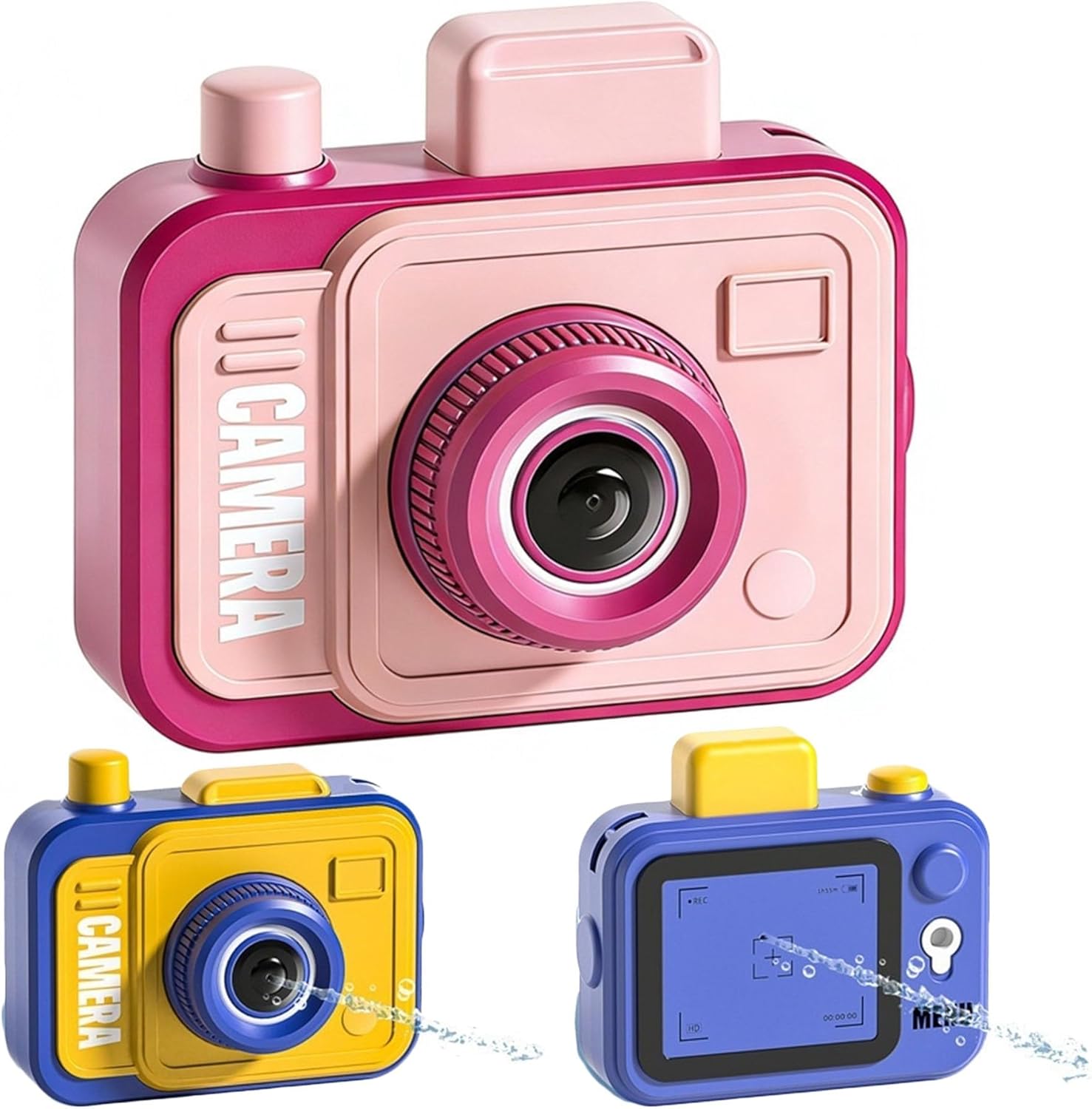 Prank Camera Water Gun, Prank Creative Double-Sided Reverse Waters Guns Reverse & Forward Splash Battle Novelty Game for Parties & Summer Fun(Pink)