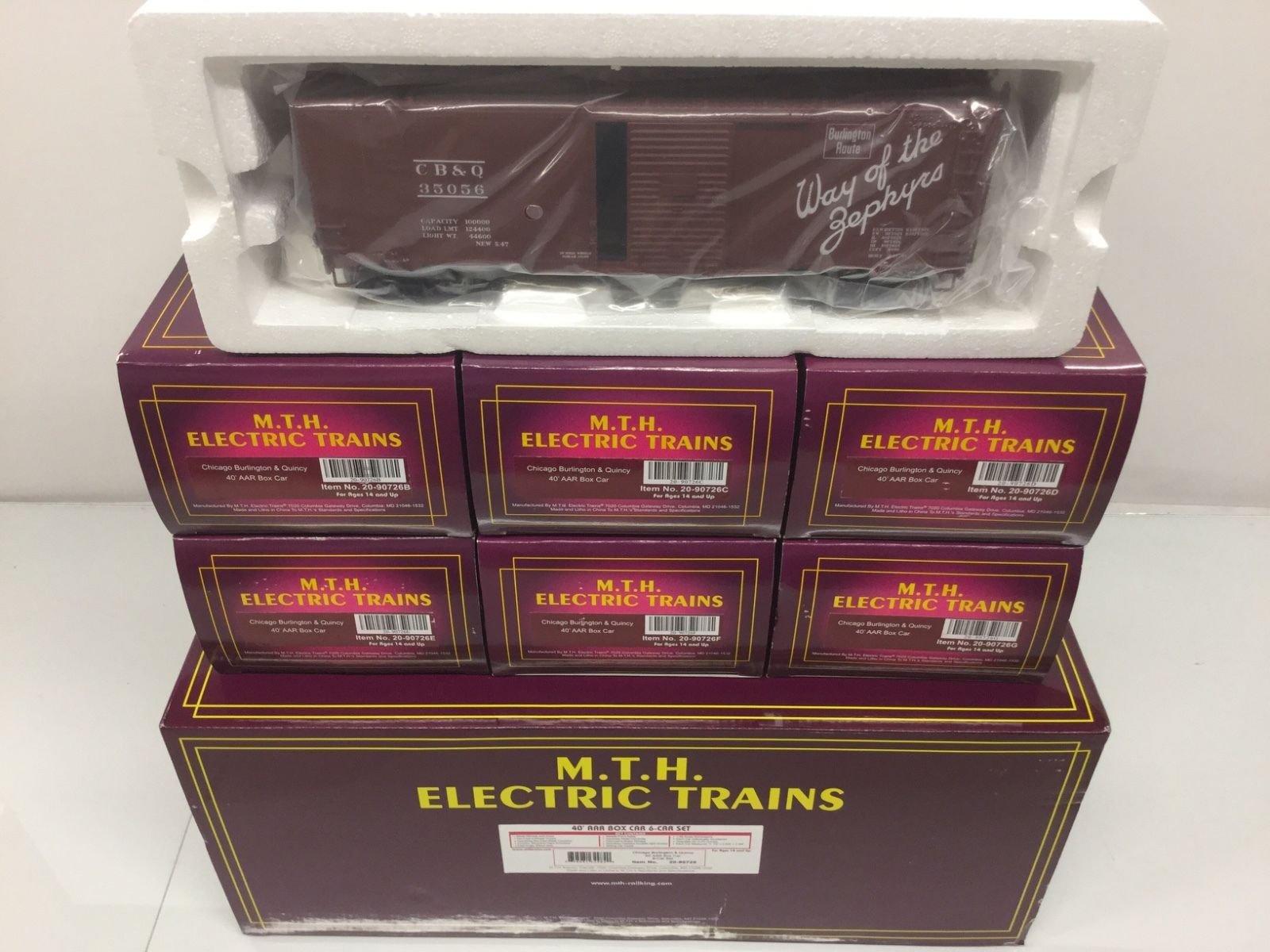 6-Car 40' AAR Box Car Set - Chicago Burlington & Quincy