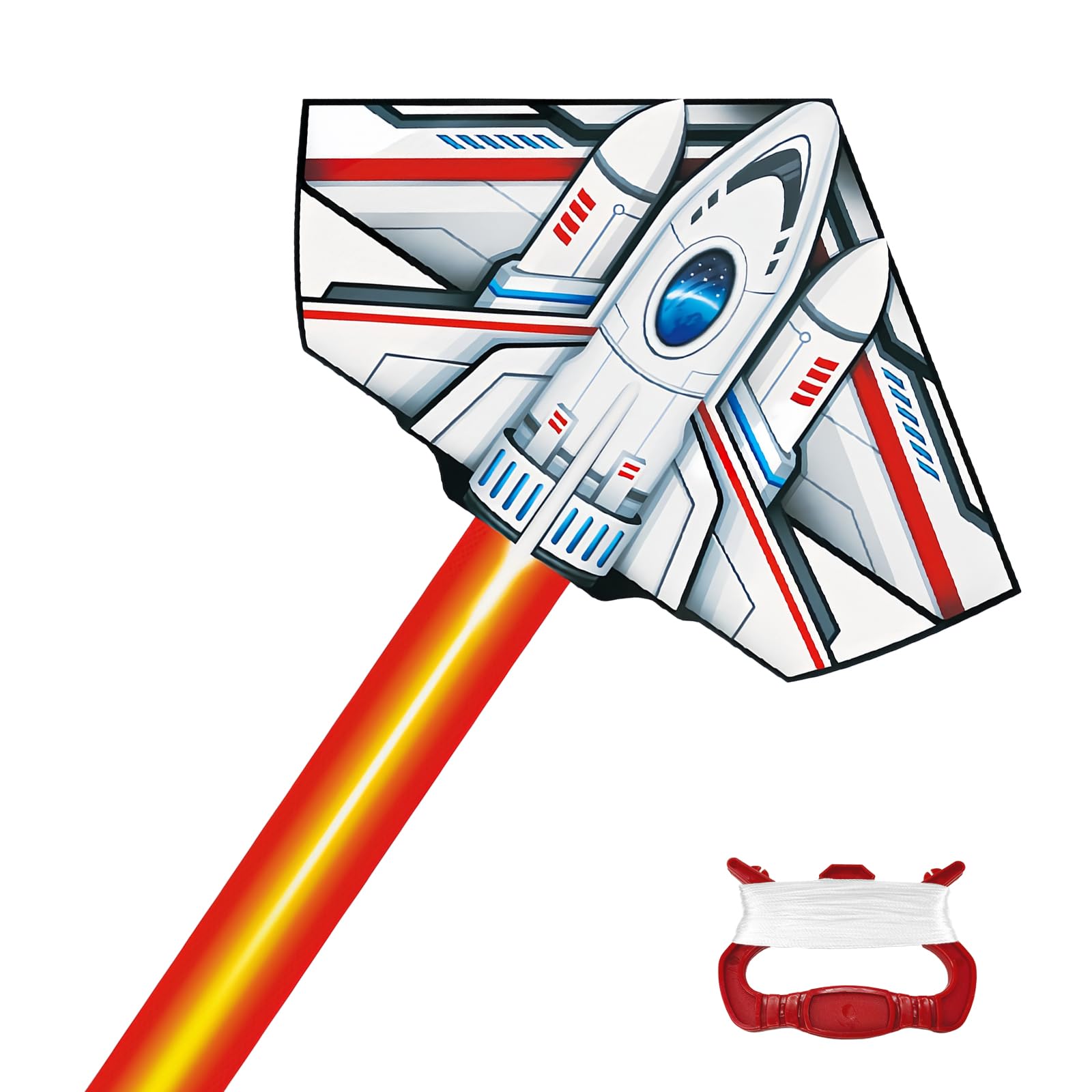 Flintronic Kites for Kids and Adults, Rocket Large Kites with Long Tail & 80m Flying String, Easy to Carry & Assemble for Beach Camp Trip Outdoor Games