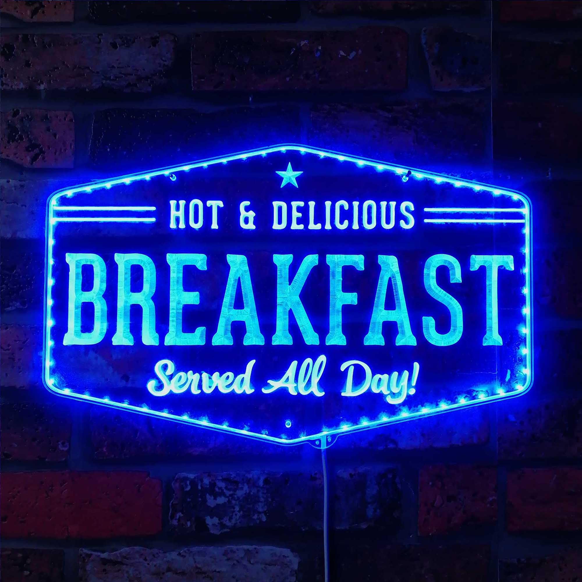 ADVPRO Breakfast Served All Day RGB Dynamic Glam LED Sign - Cut-to-Edge Shape - Smart 3D Wall Decoration - Multicolor Dynamic Lighting st06s66-fnd-i0227-c — image 1