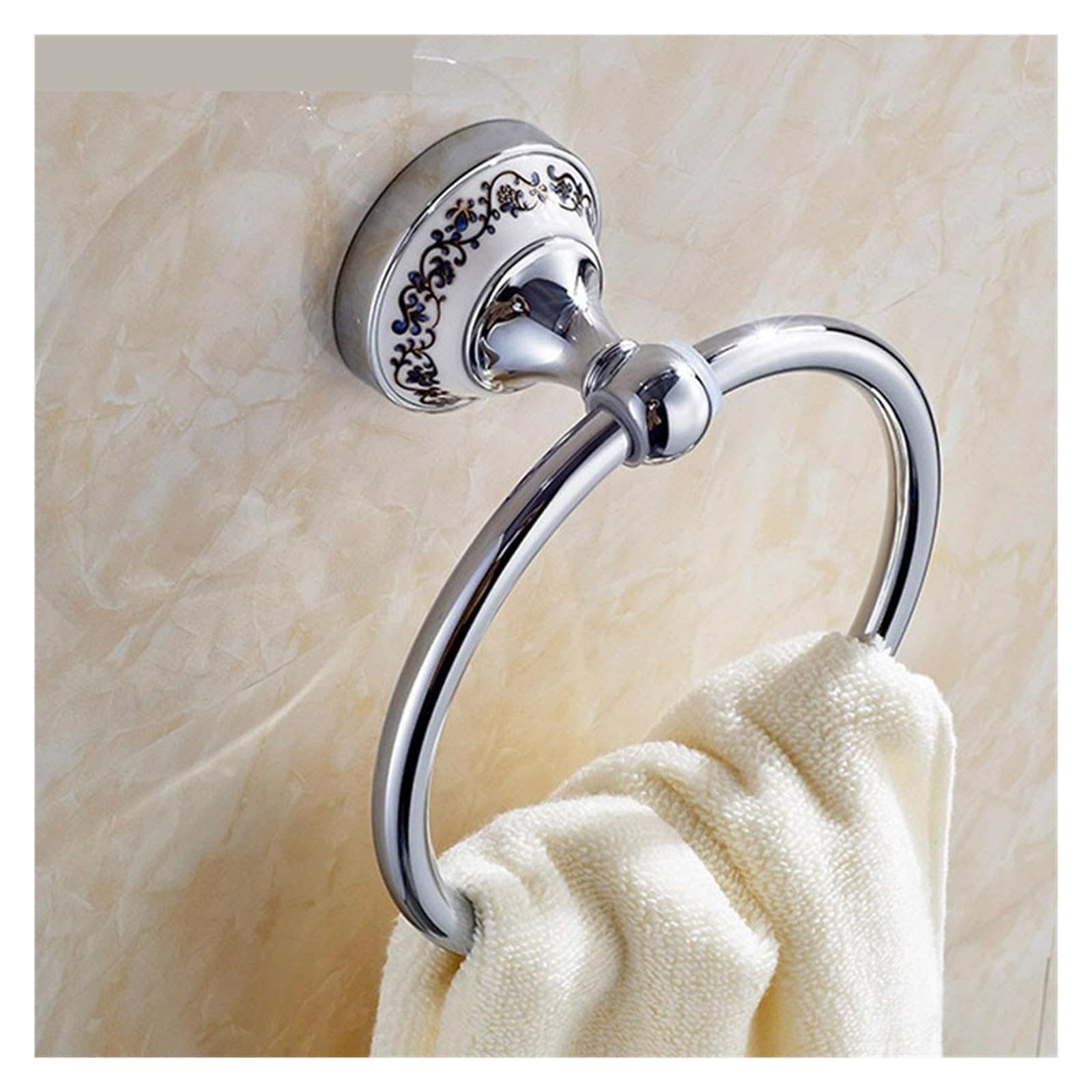 Toallero de pared para toallero, accesorio de baño de acero inoxidable cromado con cerámica, fácil instalación, toallero de estilo vintage