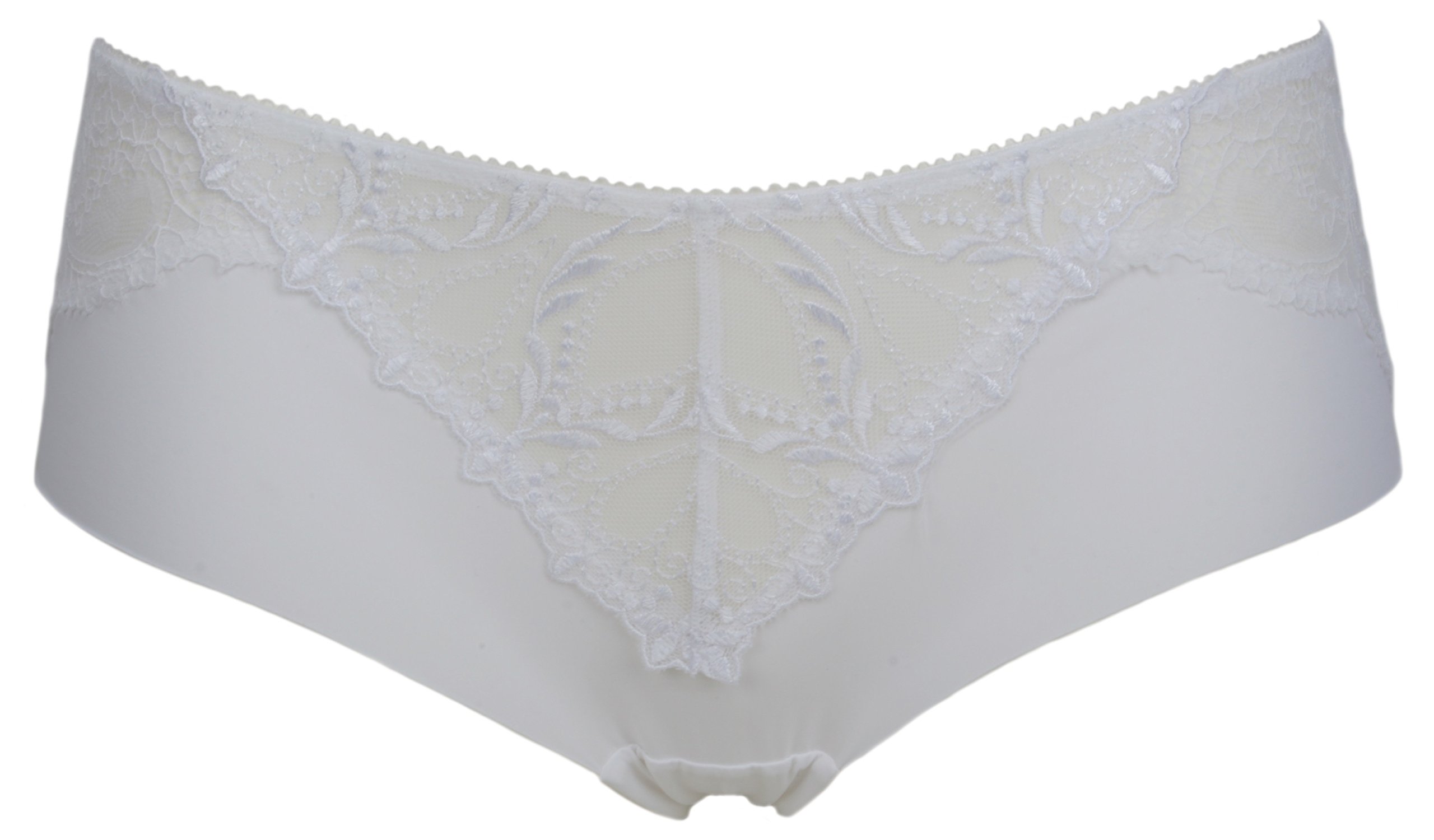 Ex-StoreNo VPL Shorts with Swiss Style Embroidery White