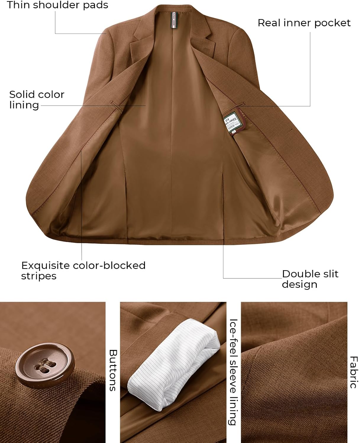 PJ PAUL JONES Mens Blazer Classic Lightweight Sports Coat Casual Slim Fit Sport Suit Jackets - Image 6