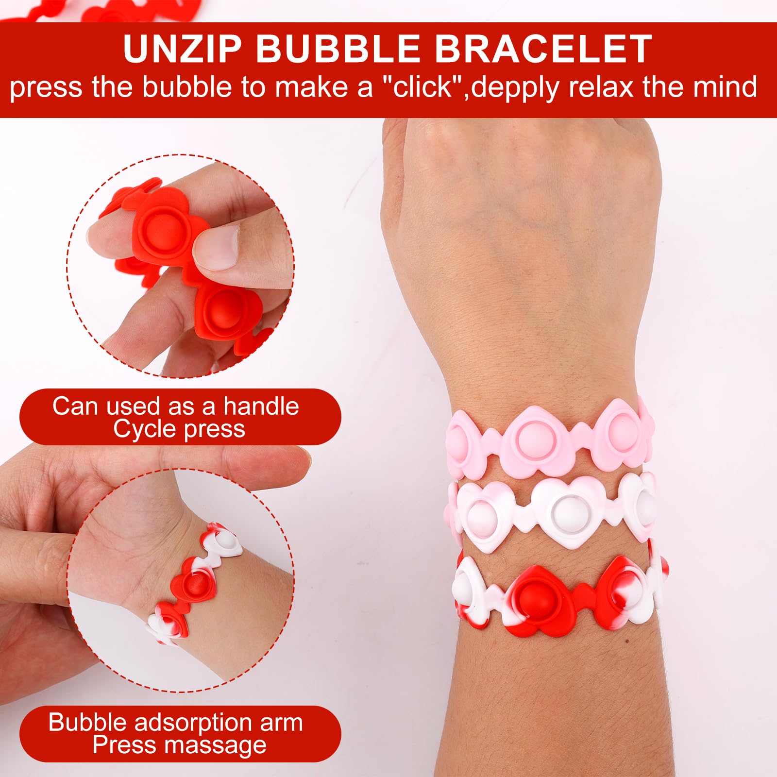 12 Pezzi Braccialetti In Silicone Per San Valentino, Fornura Di Feste