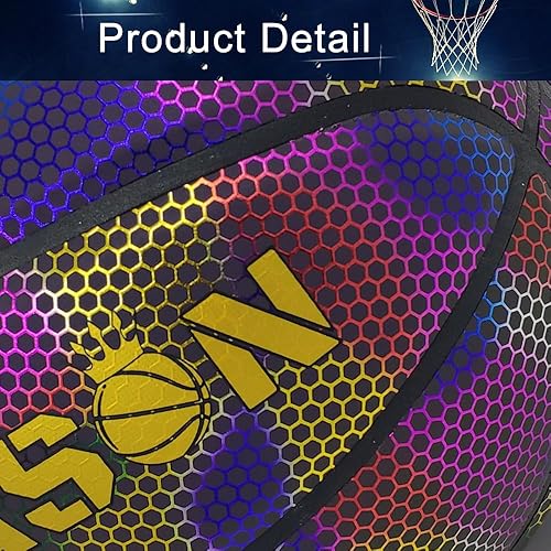 Miniatura 12 de Baloncesto holográfico – Tamaño 5 (27.5 pulgadas), tamaño 6 (28.5 pulgadas), tamaño 7 (29.5 pulgadas), para interiores y exteriores, balón de cuero