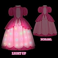 Vista 3 de Disfraz de princesa melocotón iluminado para niñas, disfraz de Halloween, fiesta de cosplay, cumpleaños, con accesorios de corona