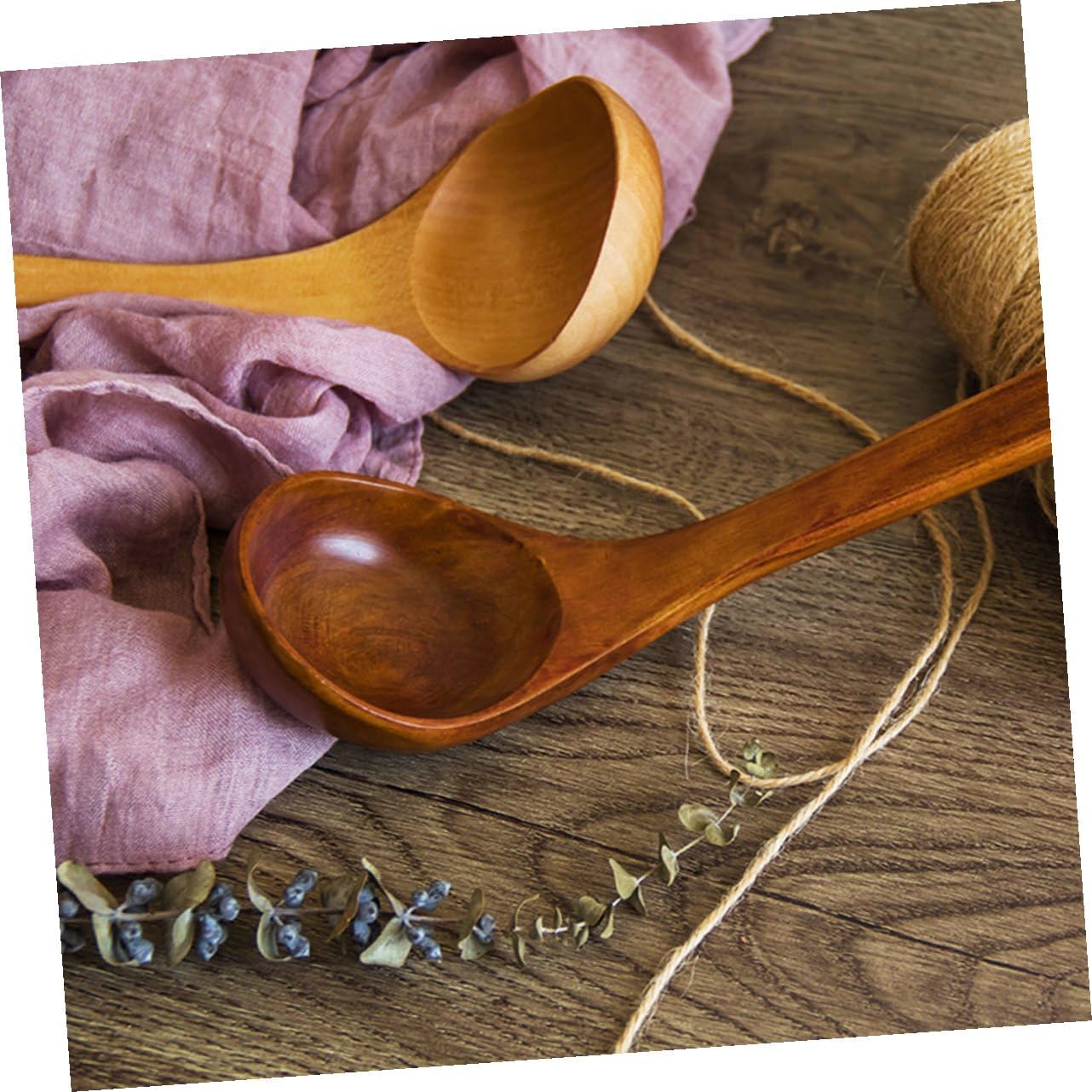 2pcs Wooden Ladle Soup Ladle for Serving Spoons for Cooking Multi-functional Kitchen Utensils