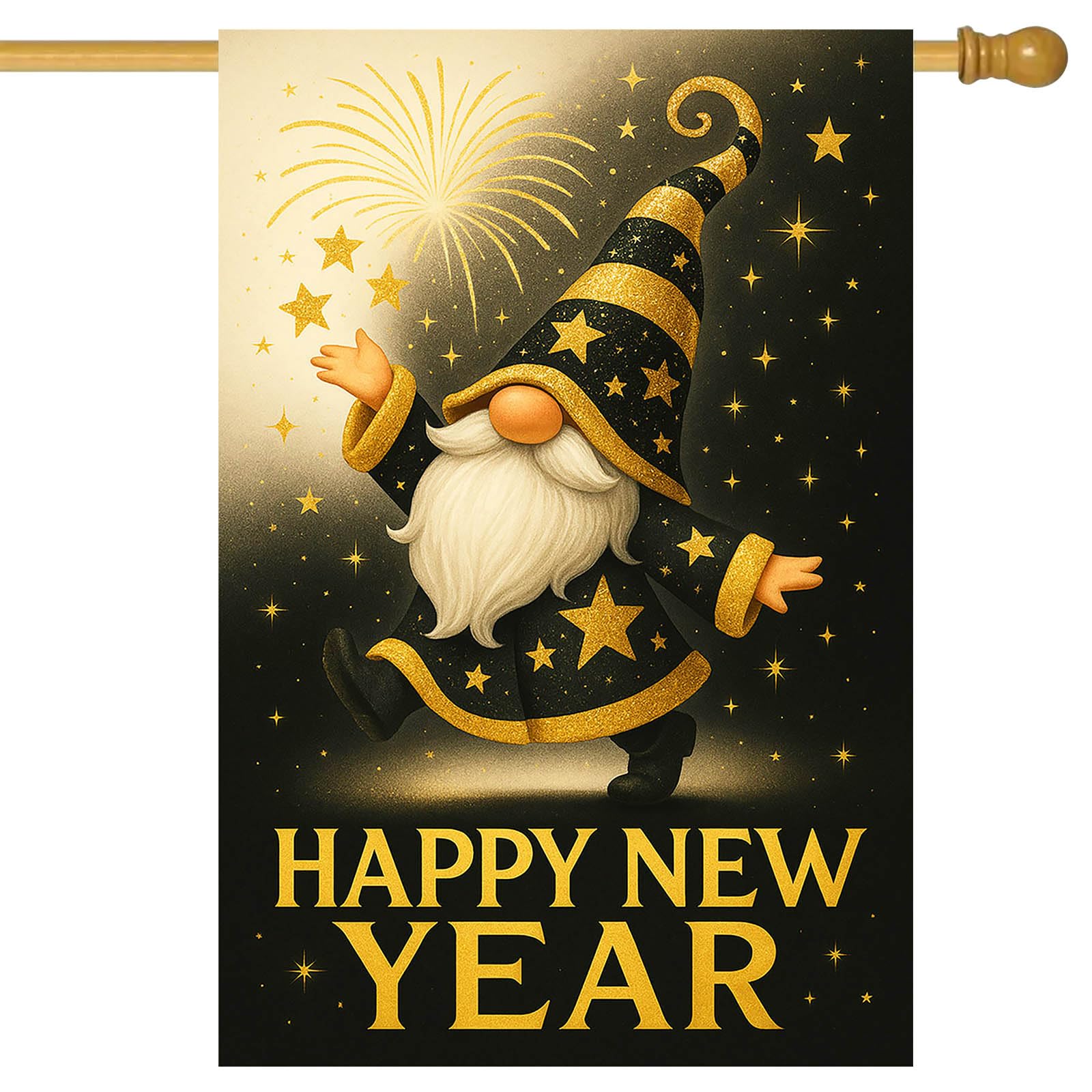 Drapeau de maison Happy New Year grand format idéal pour cadeau de pendaison