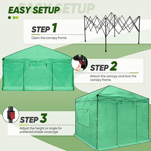 Vista 111 de EAGLE PEAK - Invernaderos emergentes instantáneos, para plantas de interior y exterior, puertas enrollables con cierre y ventanas laterales, 6 x 4