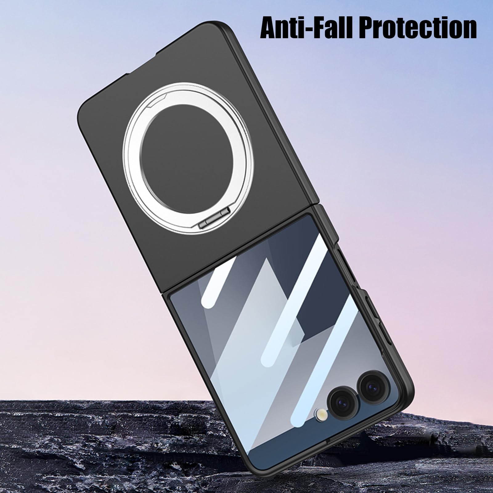 Magnetisch Hülle für Samsung Galaxy Z Flip 8, Drehbar Metall Ring Ständer