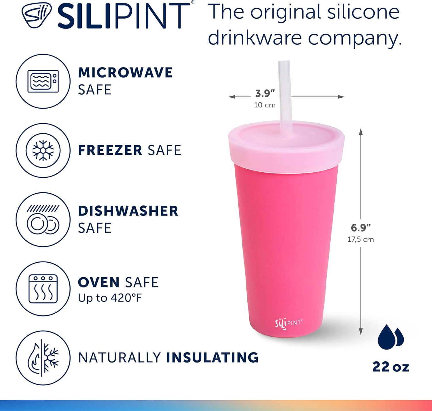 Silipint 22oz Silicone Tumbler with Straw Lid – Unbreakable, Non-Toxic, Dishwasher Safe & Spill Proof Tumbler – Perfect Leakproof Travel Mug for Smoothie, Coffee, Juice, Water, Cocktail, Pack of 4