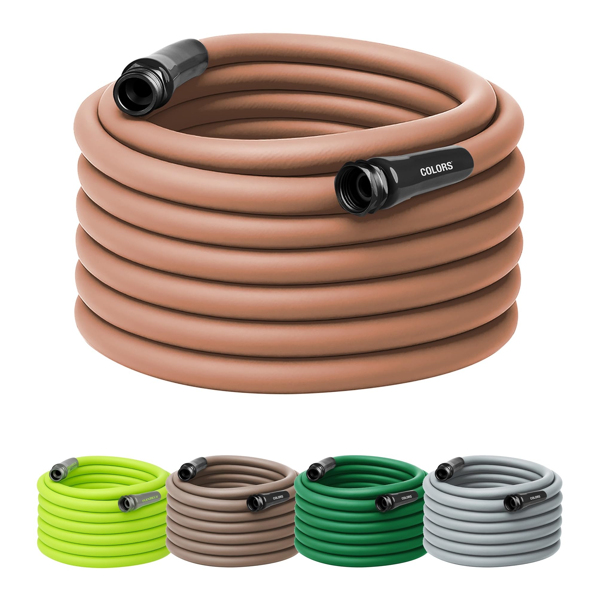 Flexzilla Colors Garden Hose 5/8 in. x 75 ft., Lightweight All-Weather Water Hose, Durable and Flexible, Leak-Free Connections, Red Clay