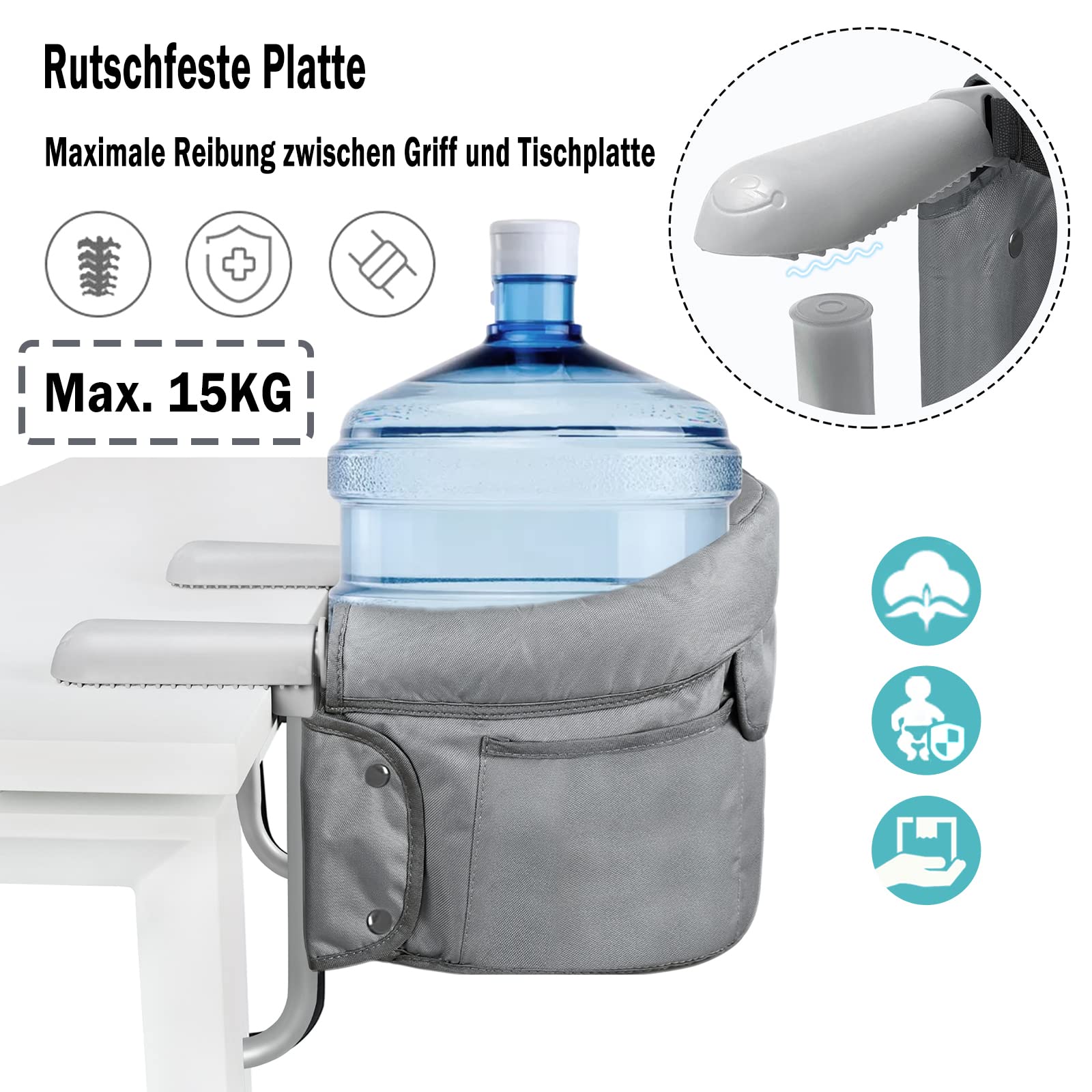 NAIZY Seggiolino da Tavolo per Bambini Pieghevole 30x24x31 cm Manico Antiscivolo Borse Portaoggetti Fino a 15 kg - Da 6 a 36 Mesi