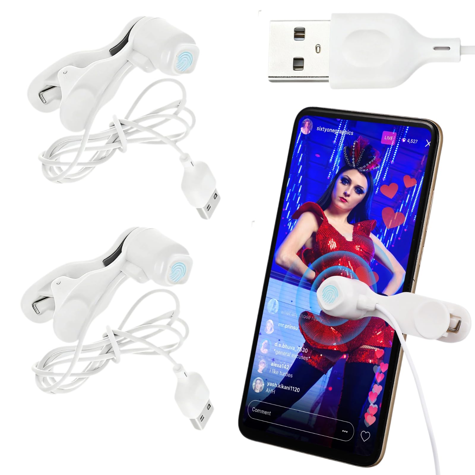 Gadpiparty 2 Stück Automatischer Bildschirm Klicker für Smartphone und Tablet, USB Screen Auto Klicker mit Einstellbarer Geschwindigkeit und Zufallsmodus für Live Streams und Shopping Apps, Weiß