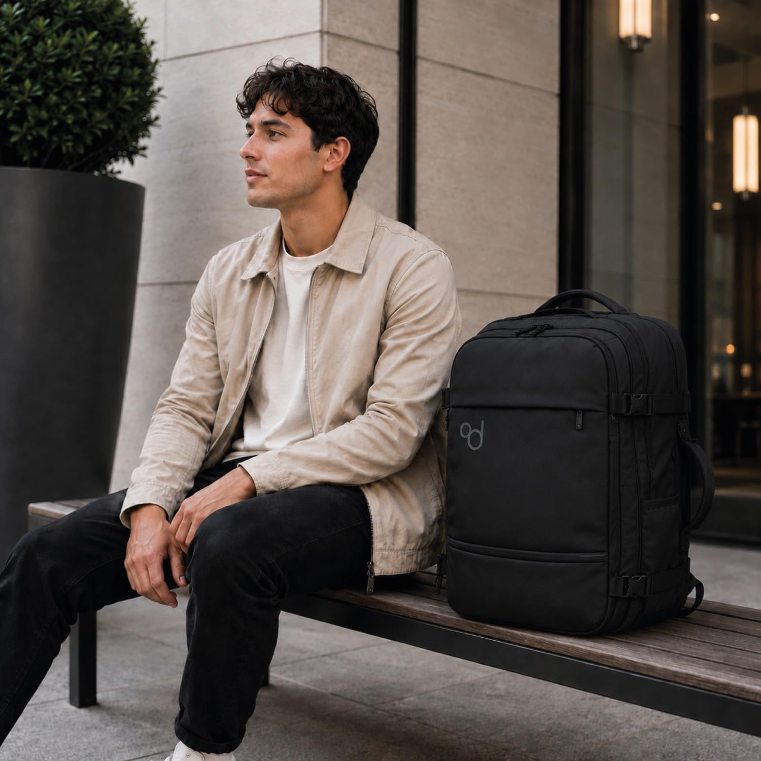 OcioDual Großer Handgepäck Rucksack 55x40x20 cm, Erweiterbar auf 55x40x25 cm, Kabinenrucksack für Flugreisen, Reiserucksack mit Laptopfach 17 Zoll, Wasserabweisend