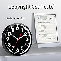 Vista 8 de AKCISOT Reloj de pared moderno negro silencioso sin tictac, funciona con pilas, de 10 pulgadas, reloj analógico pequeño clásico decorativo