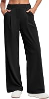 Ewedoos Women's Stretchy Waffle Wide Leg Pants - Trendy Business Casual Work Trousers Comfort Fit Slacks