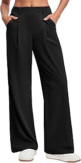 Wide Leg Pants Woman Stretchy Work Dress Pants Women Pull on Business Casual Slacks Trousers Fall Outfits 26"/28"
