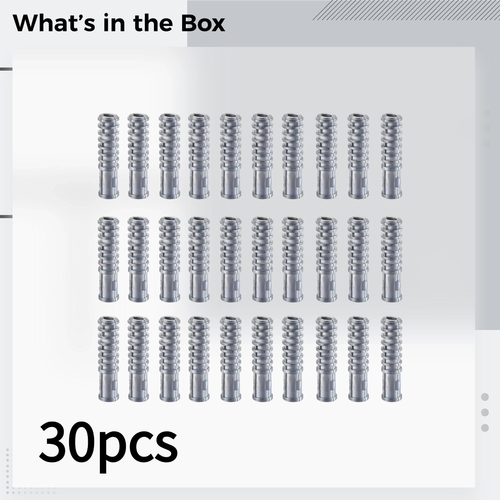 Zinc Alloy Wood Expansion Bolts, 5/8 Concrete Bolts, Galvanized Finish, Cylindrical Design, Pack of 30