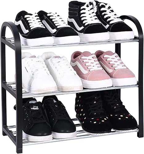 Estante de zapatos Zapatero de aluminio de metal de pie Zapatero de pie DIY Estante de almacenamiento de zapatos Estante organizador para el hogar