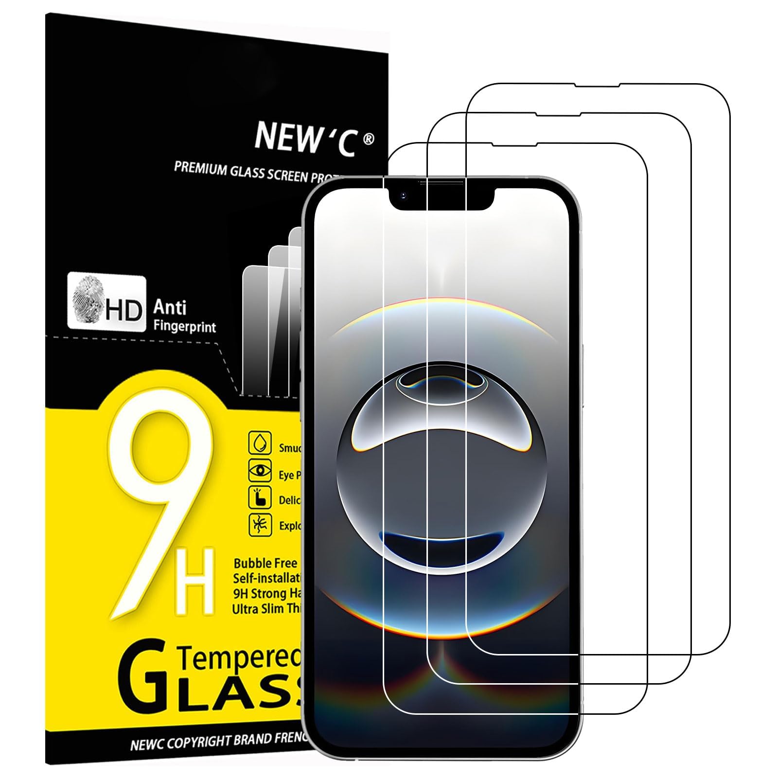3x Pellicole Vetro Temperato Anti-Luce Blu Per IPhone 16e/15/14/13/12 – 9H Trasparente