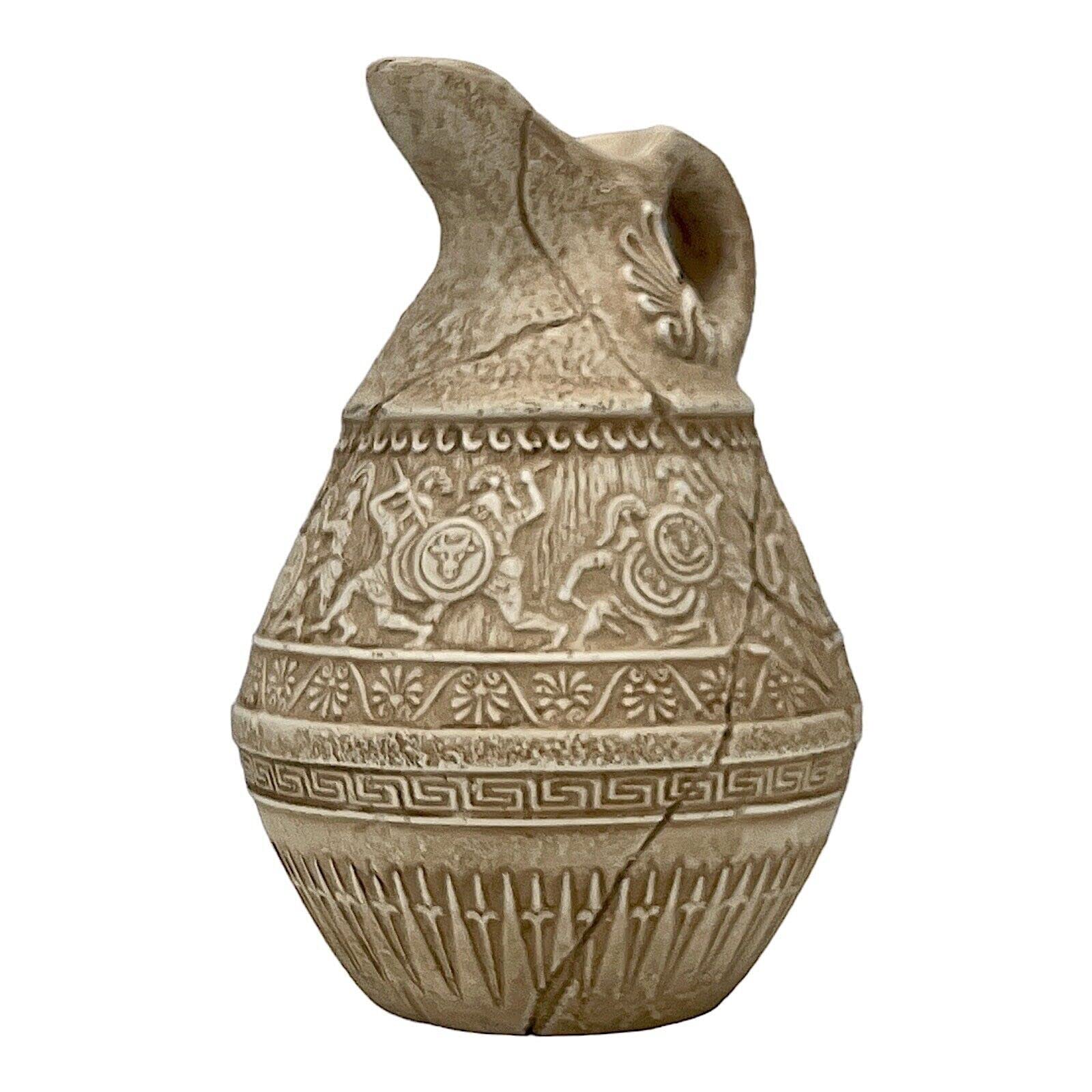 Jarrón de batalla de guerra en tarro de cerámica romana griega antigua decoración del hogar, terracota