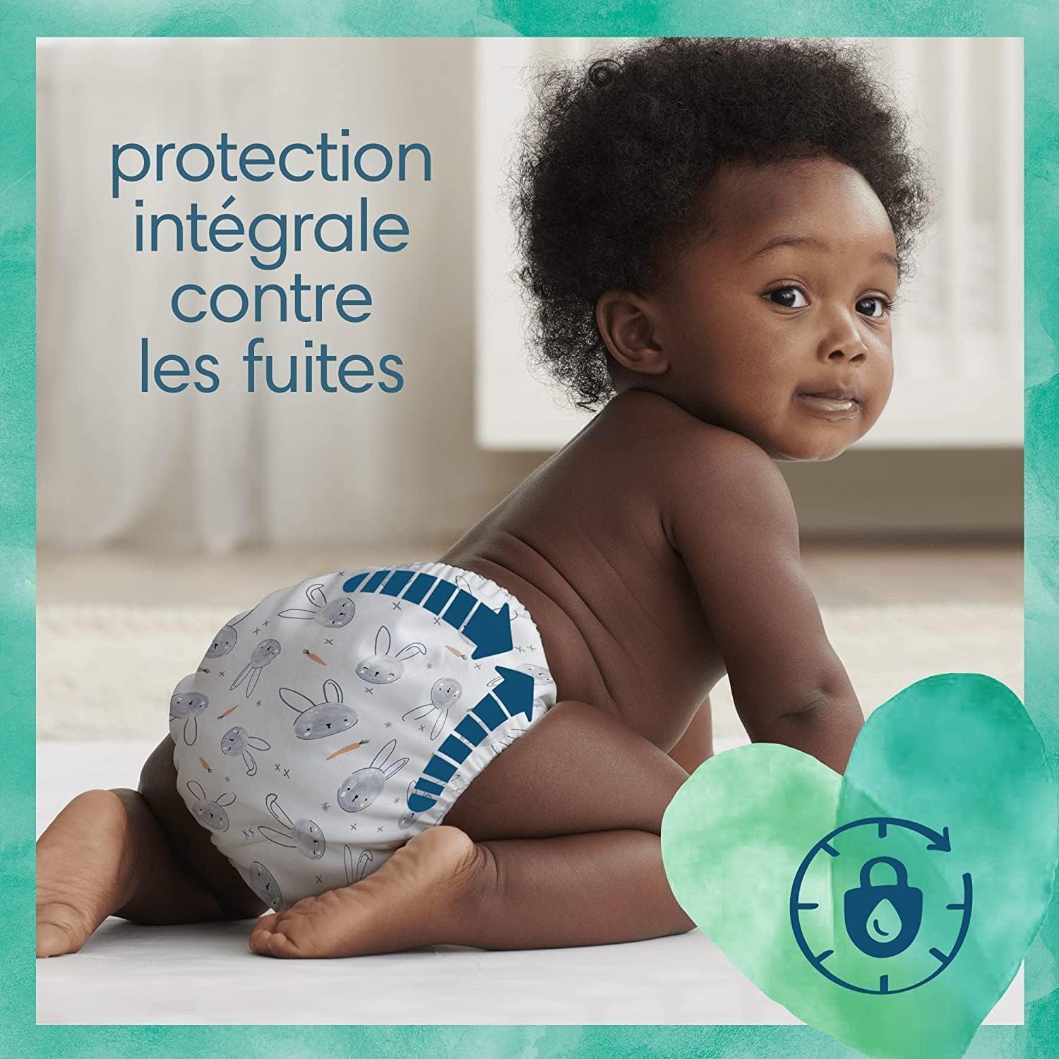Pampers Harmonie Hybrid, 216 corazones de protección desechables para pañal lavable híbrido, 100% de absorción, protege la piel sensible de los bebés, ingredientes de origen vegetal y sin perfume