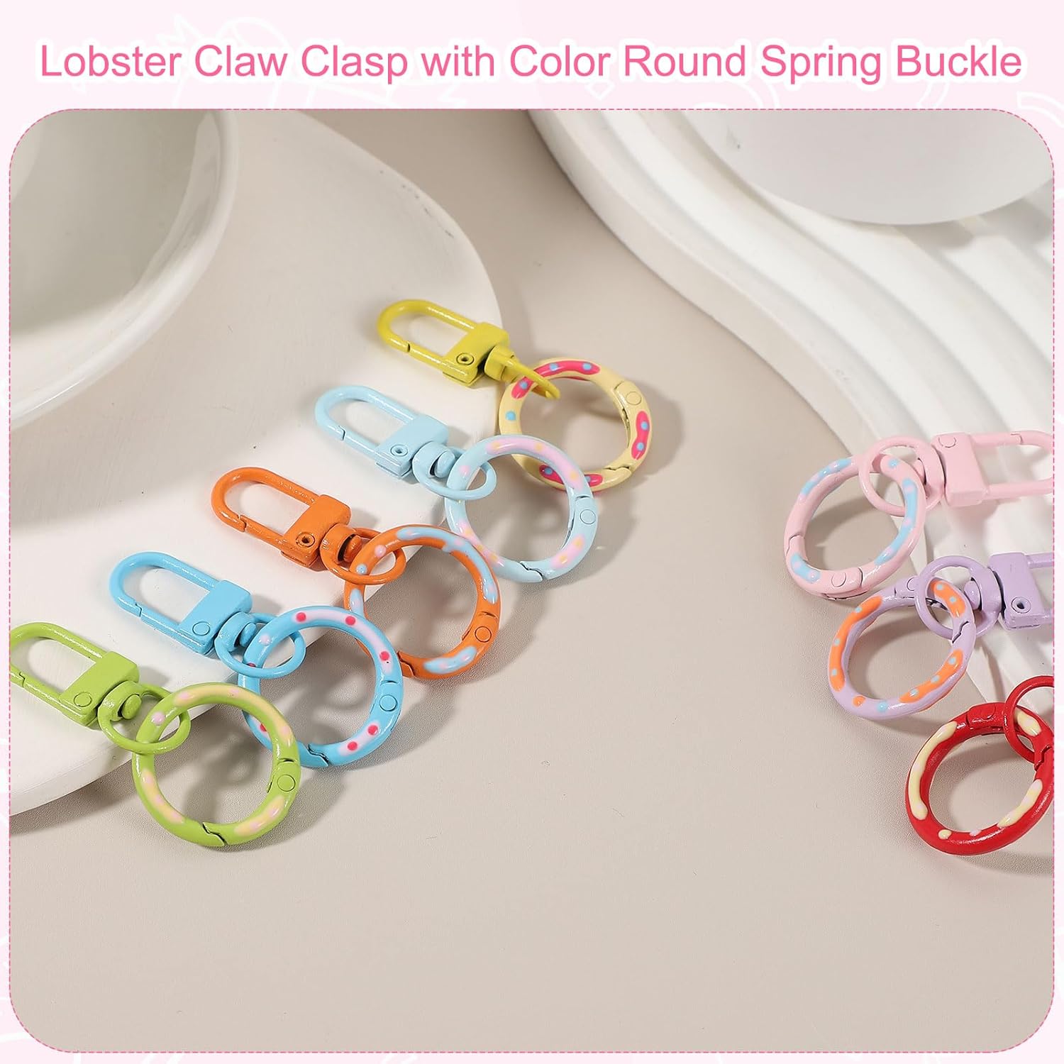 PATIKIL 12 Pcs Lobster Claw Clasp, Colorful Metal Keychain Clasp Swivel Hooks with Spring Key Rings Trigger Clips for Bag Door Key Chains DIY Craft Jewelry Making, Donut Brown - Image 4