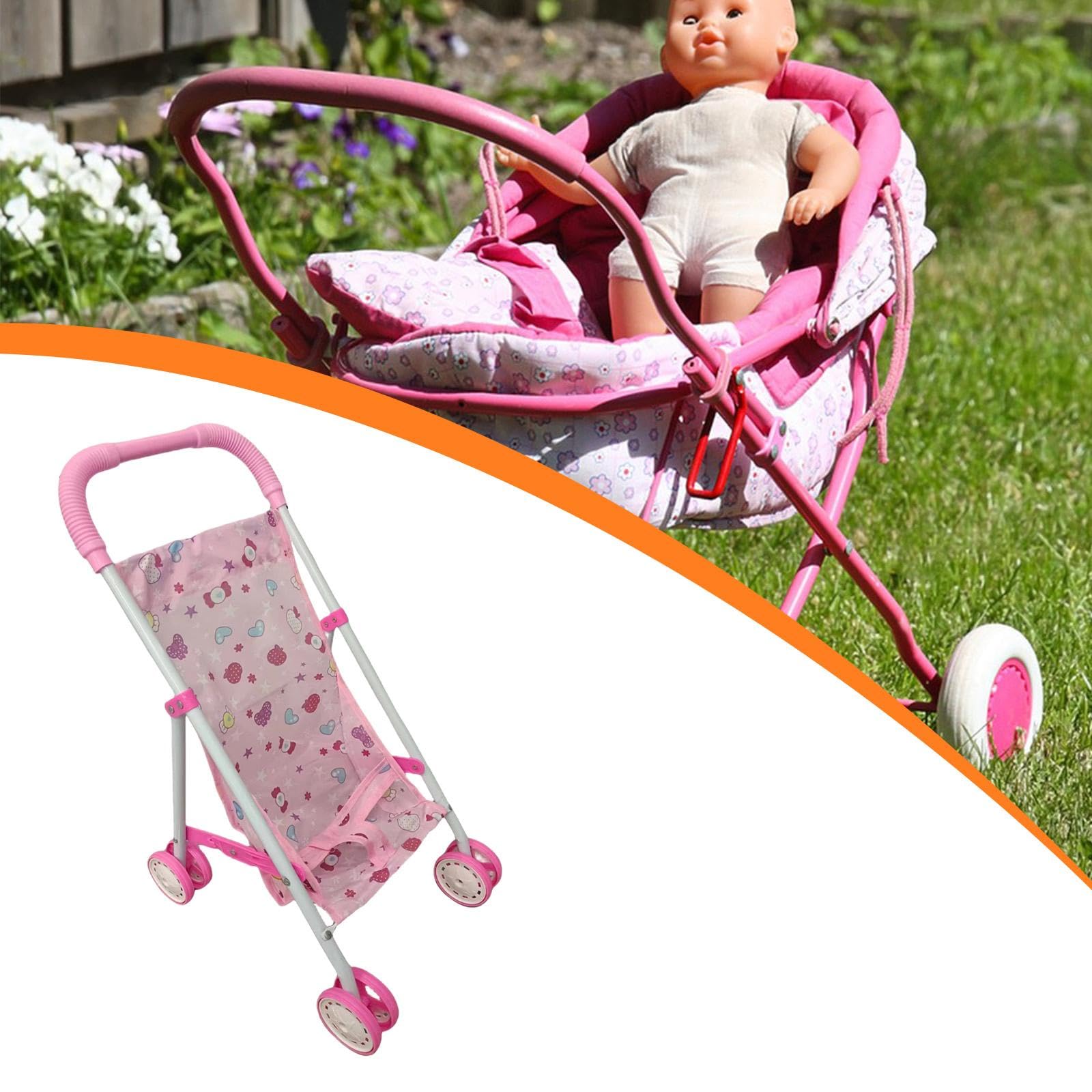 Cochecito de Muñecas Carro Juguete Accesorio para Muñecas Plegable Mini Silla Material Resistente PP Y Tela Adecuado para Juego de I