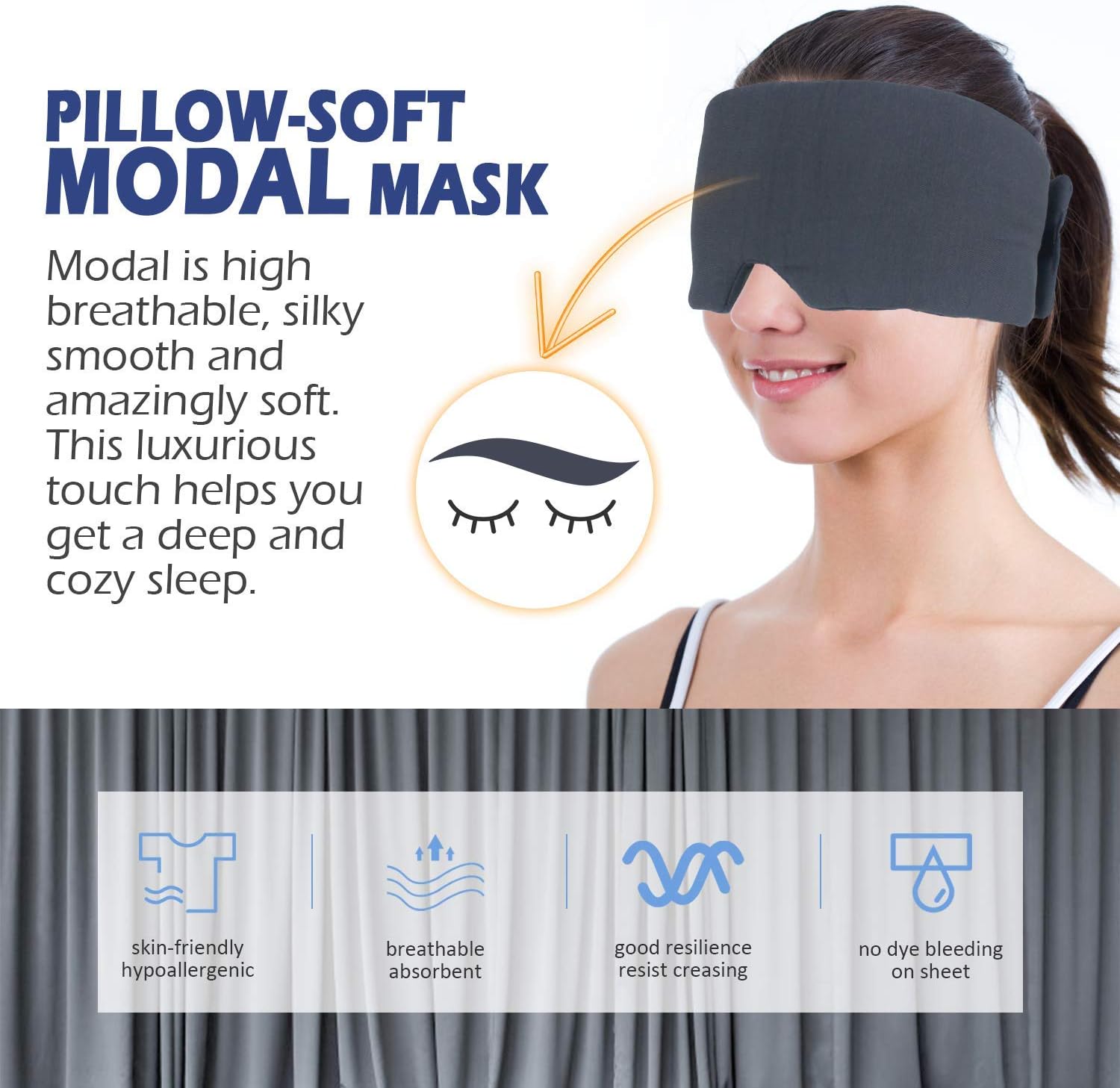 Mavogel 2019 New Sleep Eye Mask - Skin Friendly Modal Material & Light Blocking Sleeping Mask for Home/Flight/Shift Work, 100% Handmade, Fully Adjustable Strap, Full Eye Covers for Women/Men Sleeping : Health & Household