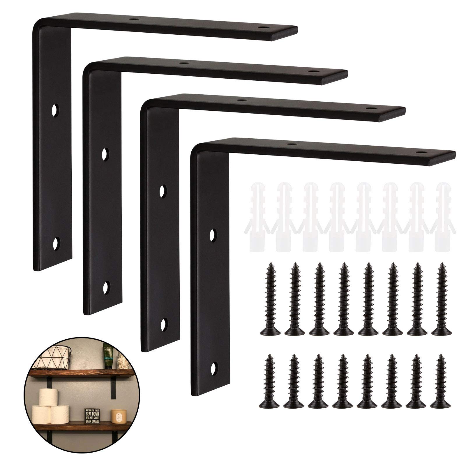 Buy 6 Inch Shelf Brackets Heavy Duty Steel Floating Shelf Bracket L Bracket with Screws Hanging