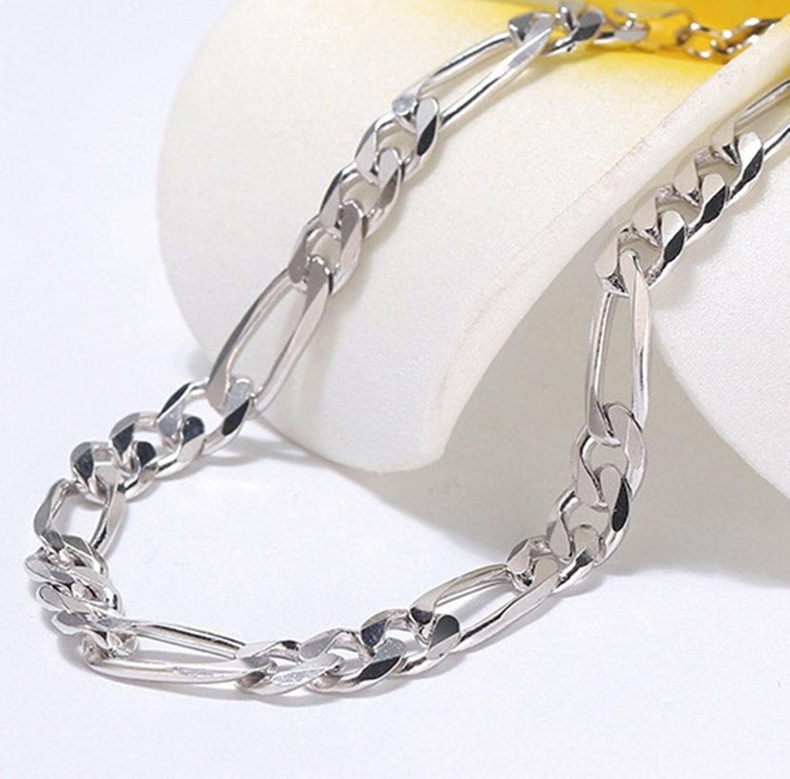 KnSam Bracelet Maille Figaro 3.3MM/5MM, Bracelet Souple Argent pour Femme