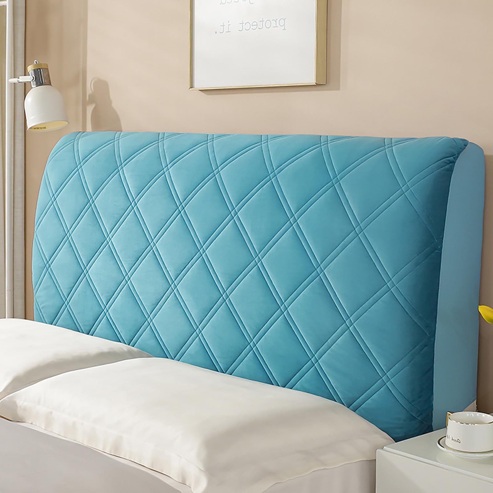 PRELGOSP Headboard Cover Dustproof Protector, Single/Double Bed Head Cover, All-Inclusive Stretch Headboard Slipcover for Bedroom Bed Head Decor,blue,180cm