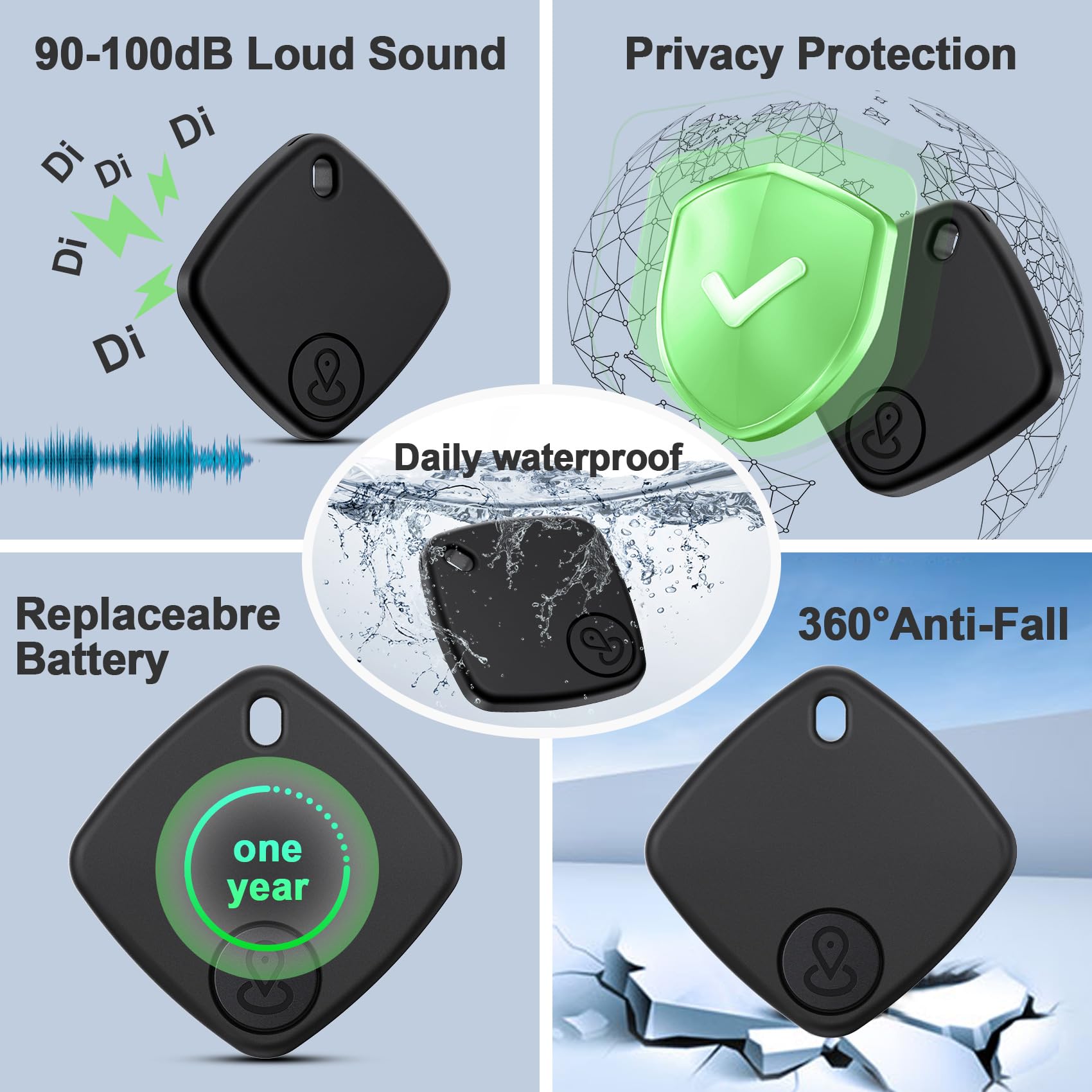 2026 New Tracker Android Smart Tag Funziona con Google's Find Hub, Trova Chiavi Batteria di Ricambio Sostituibile, IP67 Impermeabile Localizzatore Android Bluetooth per Valigia/Portafoglio/Chiavi
