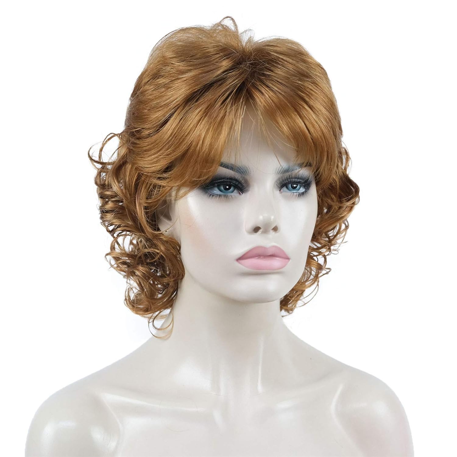 Aimole Short Curly Wig Soft Shaggy Layered Synthetic Hair Women Wigs(27C Light Ginger) - Image 2