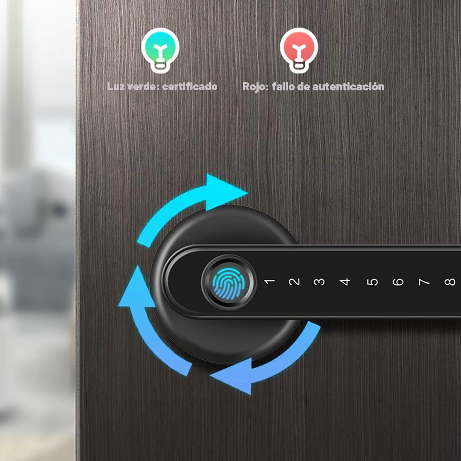 Manija de Puerta Inteligente, Cerradura con Huella Digital, Contraseña Electrónica para Puerta de Habitación, Cerradura de Identificación Digital, Seguridad para Puerta Interior, de Apertura sin