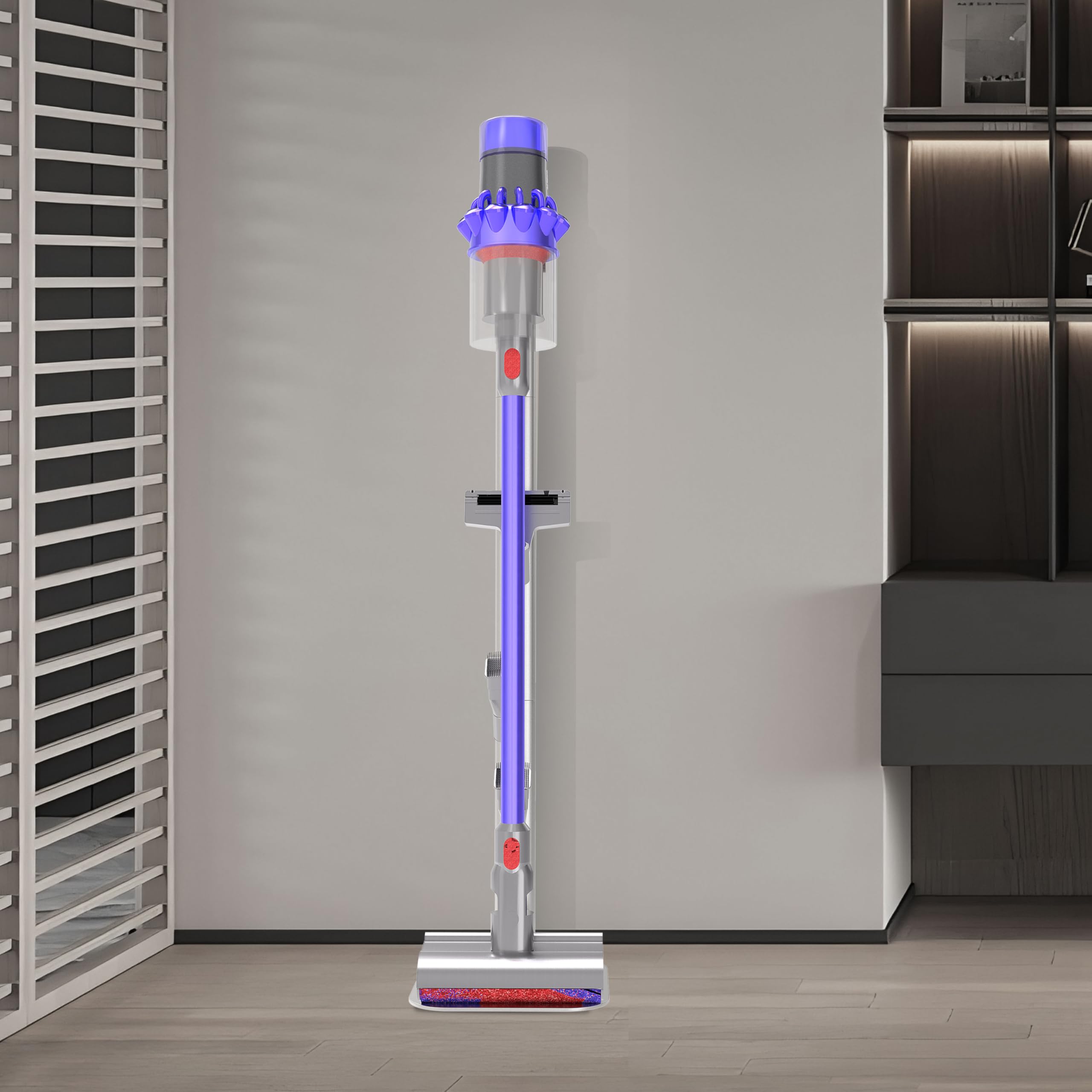 OUTBROS Stojak do odkurzacza kompatybilny z Dyson Gen5, V15s, V15, V12, V11, V10, V8, V7, V6, wolnostojący stojak podłogowy, uchwyt na akcesoria, przechowywanie i organizacja, srebrny