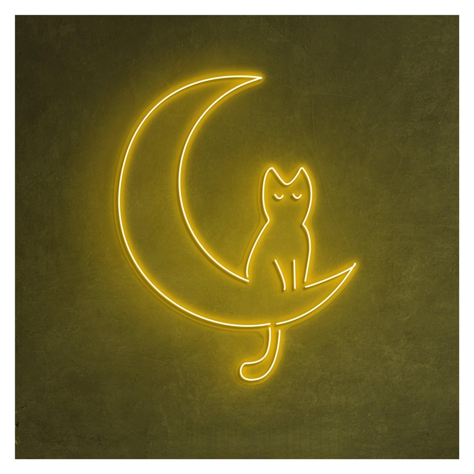 RONGCH Hanging Art Neon Signs Cat On Moon Neon Sign, Suitable for Kids Room Decor with Brightness Adjustable 43cm(F)