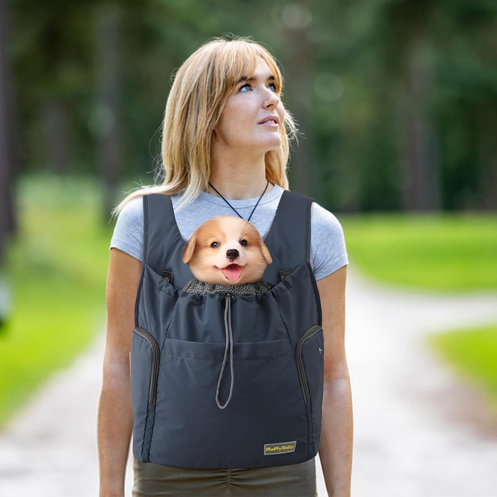 Galatée Sac à Dos Avant pour Chien, Porte-Chien Ventilé Réglable pour Animal De Compagnie, pour Chat, Randonnée, Camping, Voyage, Sac à Dos De Voyage pour Chien en Maille Ventilée(Gris Foncé)