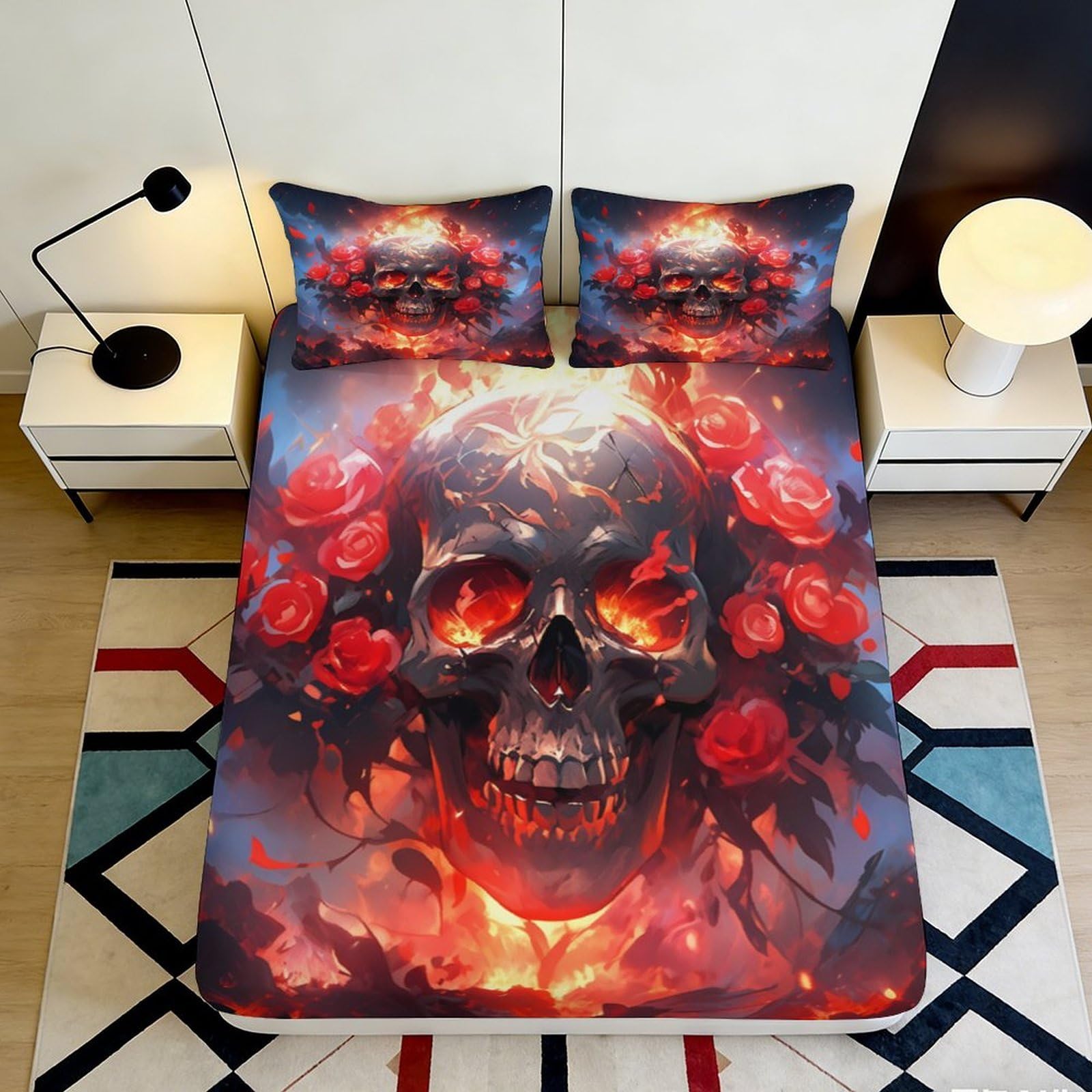 3D Printed Halloween Forest Fitted Sheet Microfiber Deep Pocket Non-Slip Pumpkin Mattress Fitted Cover for Bedroom 90x200x25cm