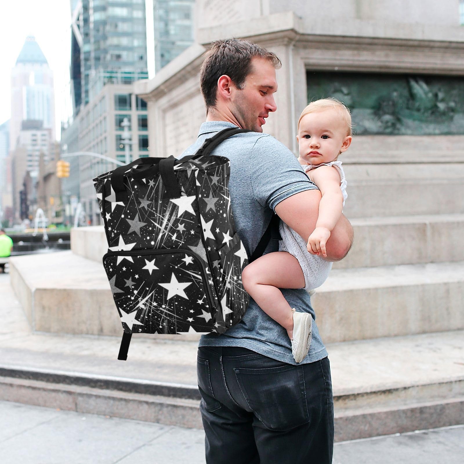 Borse per pannolini da viaggio Y2k Stars Bianco Nero