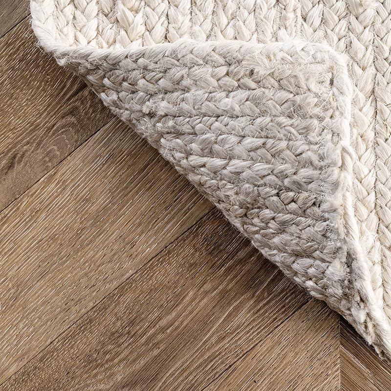 Image of F R Creation Jute Reversible Braided Natural & Handwoven Jute Carpet, Carpet for Living Room Braided Rug, Offices Carpet, Guest Room Size (5X8 Feet Denim)