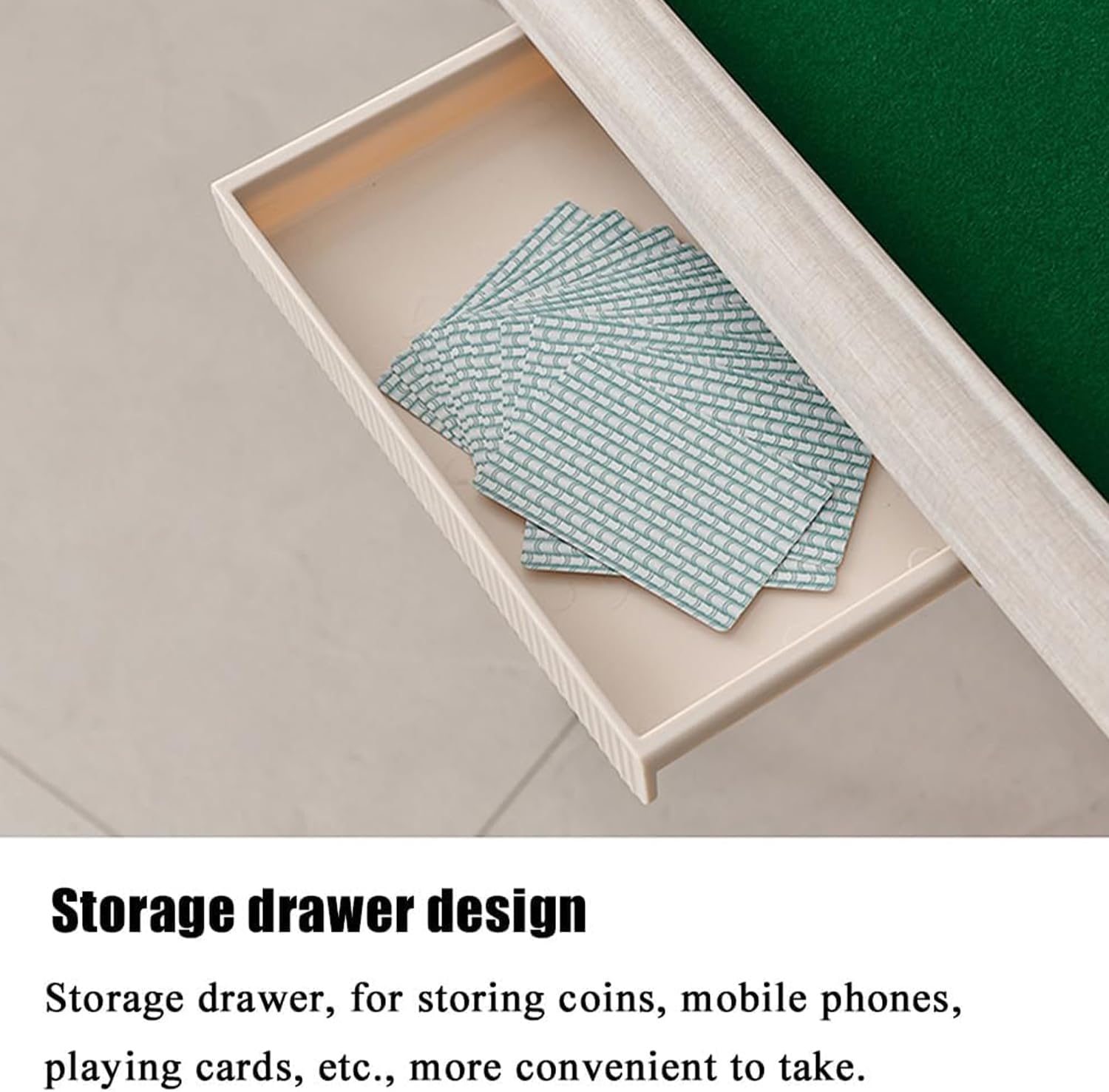 Foldable Mahjong Table 35", Portable Square Game Table with 4 Drawers & Cup Holders, for Poker, Board Games, Ideal for Home, Club, Party (Green)