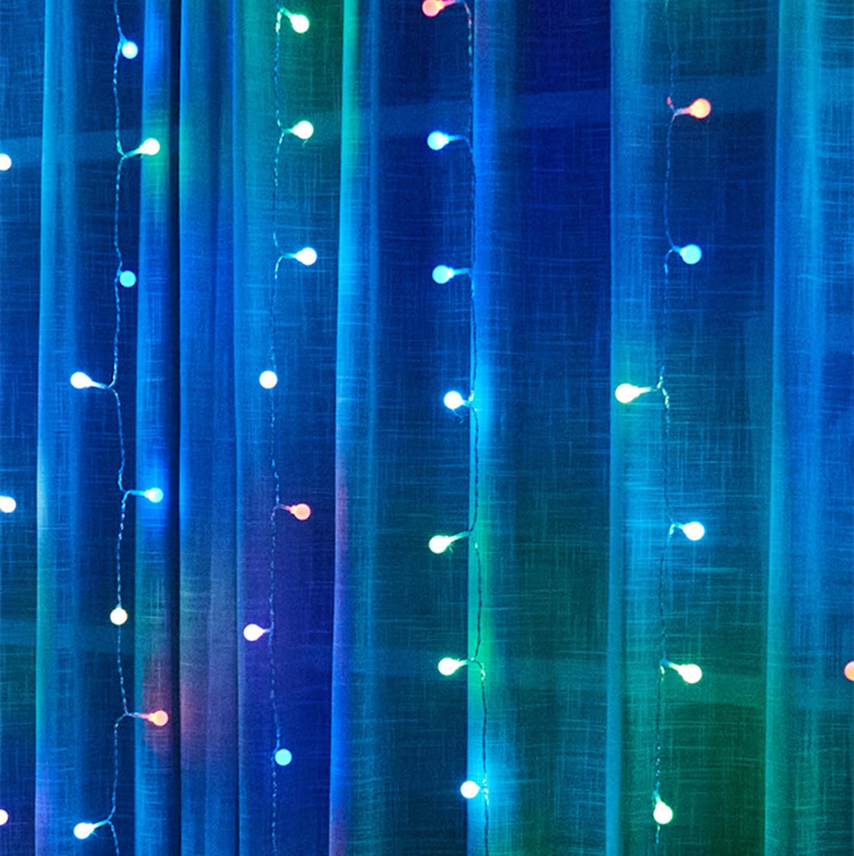 Rideau lumineux LED pour fenêtre - 2 m x 2 m - 180 LED - Fonctionne par USB - Changement de couleur RVB - Guirlande lumineuse pour mariage, décoration de fête