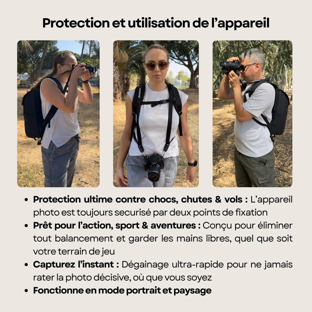 Camstrap Nomad, Zaino fotografico a mani libere con cinghia da viaggio, per fotocamere, reflex binocolo e drone