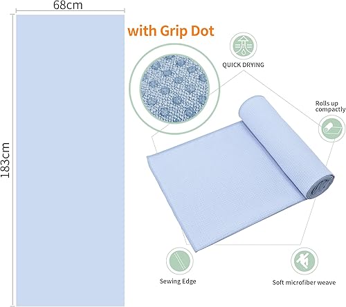 Miniatura 2 de Paquete de 3 toallas de esterilla de yoga con punto de agarre, toalla de yoga caliente antideslizante para esterilla de yoga antideslizante