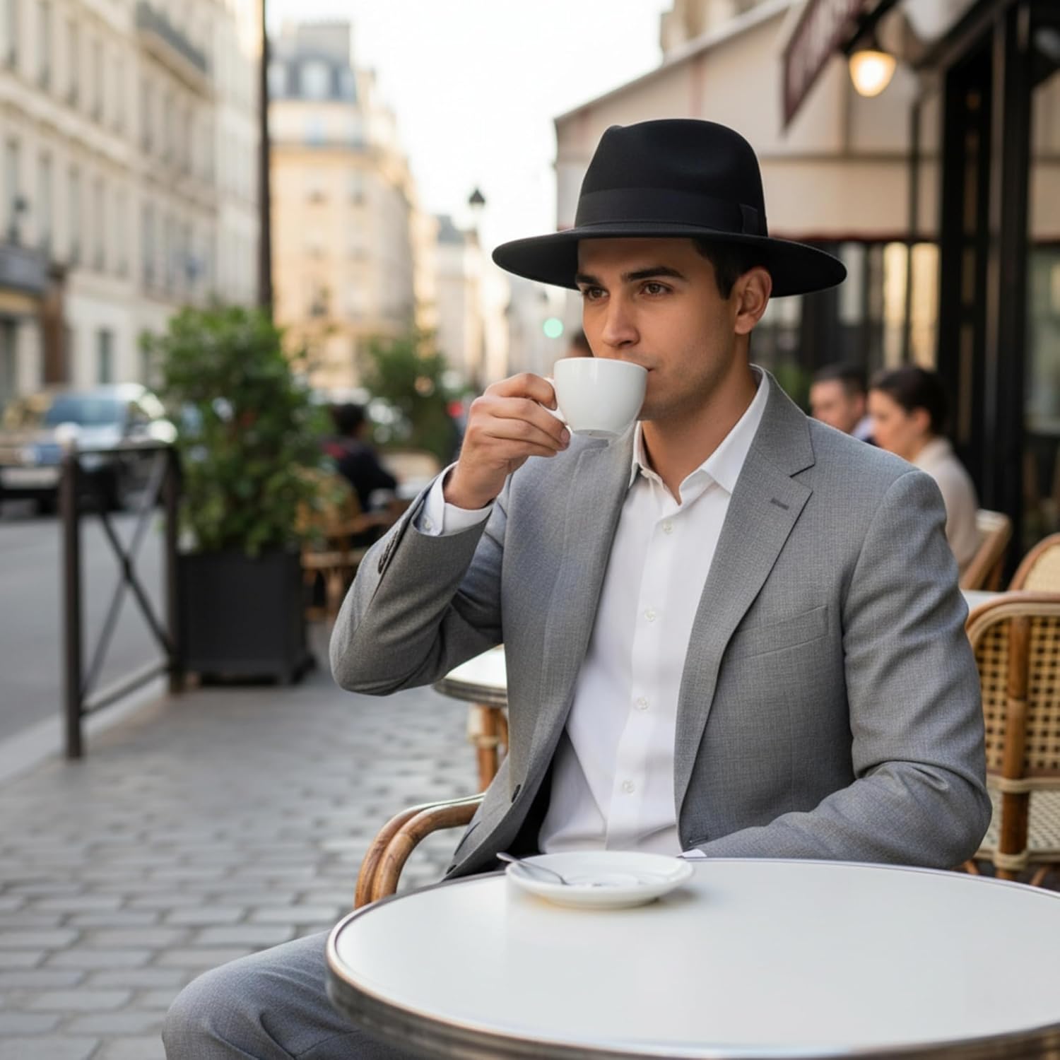 Classic Fedora Hats for Men and Women Wide Brim Felt Panama Hat Vintage 1920s Gangster Hat - Image 6